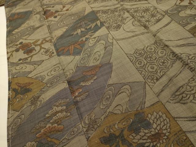 平和屋着物■上質な紬　松竹梅地紙重ね吉祥文　正絹　逸品　AABK5972sx