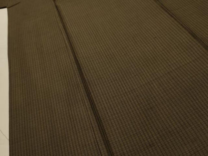 平和屋着物■男性　紬　格子　正絹　逸品　AABK5977sx