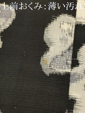 平和屋着物■上質な紬　草花文　黒地　正絹　逸品　AABK5986sx