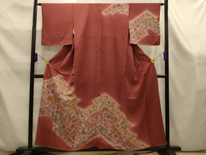 平和屋着物■訪問着　松皮菱花文　暈し染め　金彩　正絹　逸品　AABK5989sx
