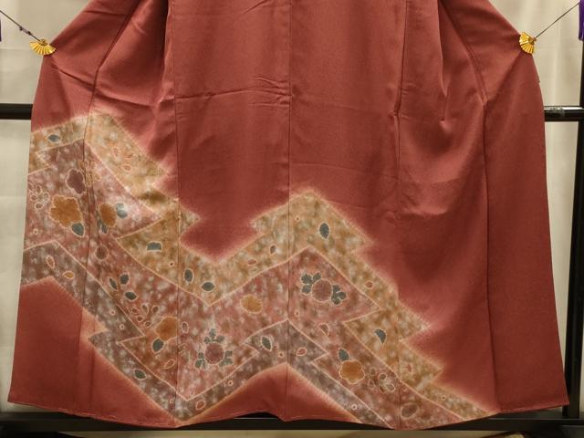 平和屋着物■訪問着　松皮菱花文　暈し染め　金彩　正絹　逸品　AABK5989sx