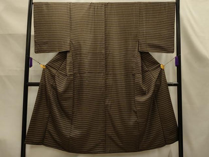 平和屋着物■男性　紬　横段文　正絹　逸品　AABK5992sx