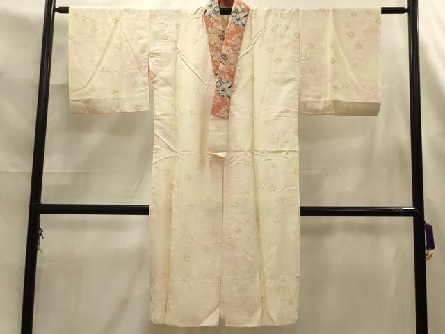 平和屋着物■長襦袢　無双仕立て　舞桜文　半衿刺繍　正絹　逸品　AABK5994sx