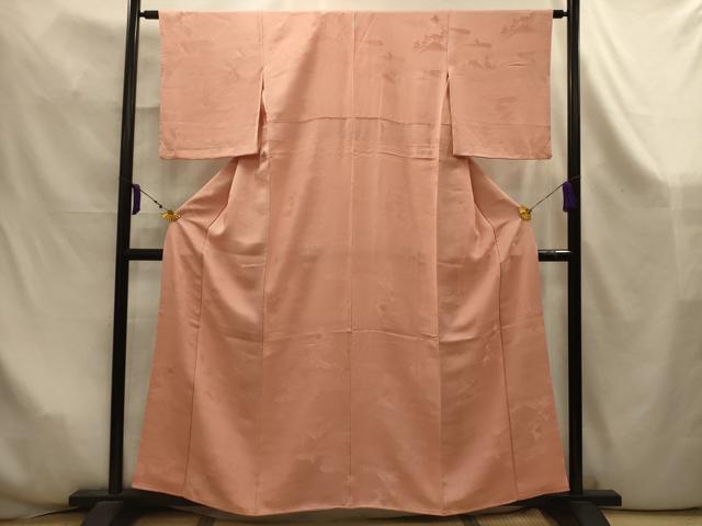 平和屋着物■上質な色無地　風景地紋　赤香色　正絹　逸品　AABK5995sx