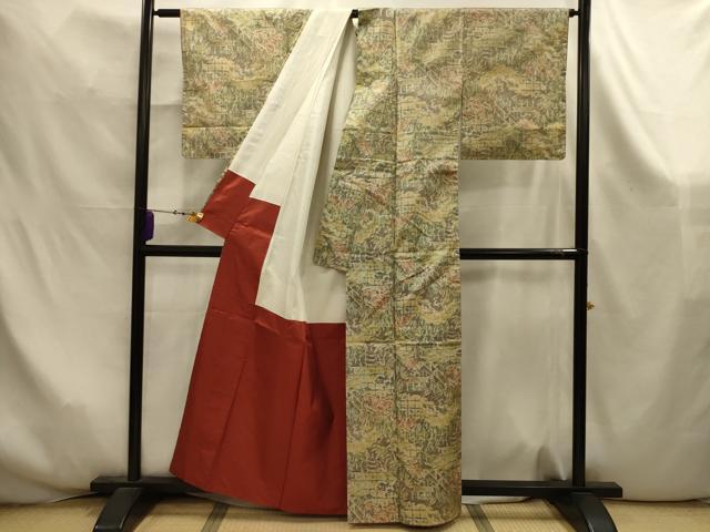 平和屋着物■本場大島紬　7マルキ　風景文　正絹　逸品　AABK5997sx