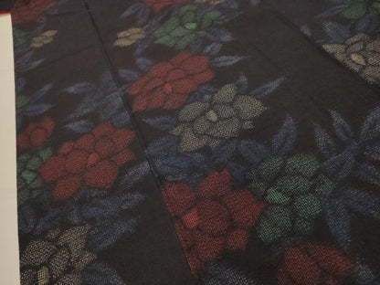 平和屋着物■上質な紬　草花文　正絹　逸品　AABK5998sx