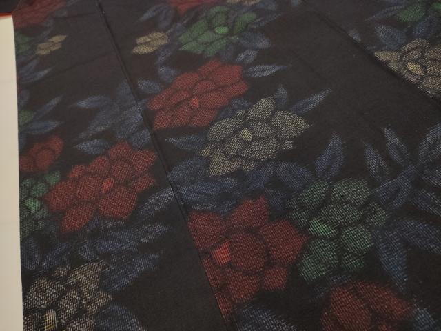 平和屋着物■上質な紬　草花文　正絹　逸品　AABK5998sx