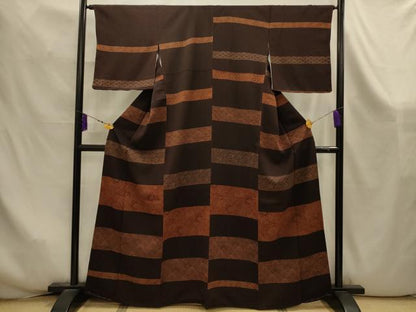 平和屋着物■訪問着　横段花文　正絹　逸品　AABK5999sx