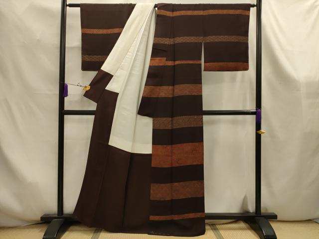 平和屋着物■訪問着　横段花文　正絹　逸品　AABK5999sx
