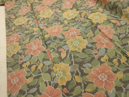 平和屋着物■上質な紬　草花文　正絹　逸品　AABK6002sx