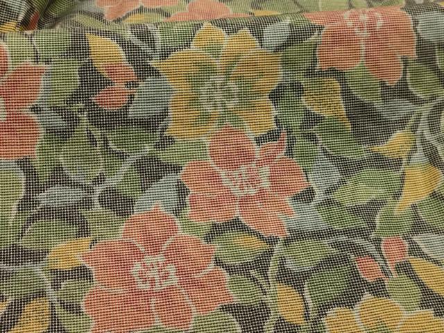 平和屋着物■上質な紬　草花文　正絹　逸品　AABK6002sx