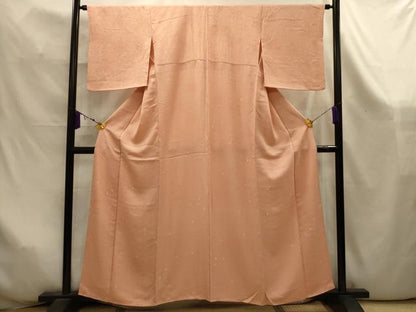 平和屋着物■上質な小紋　絞り　赤香色　正絹　逸品　AABK6003sx