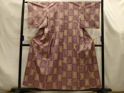 平和屋着物■上質な紬　格子　正絹　逸品　AABK6004sx