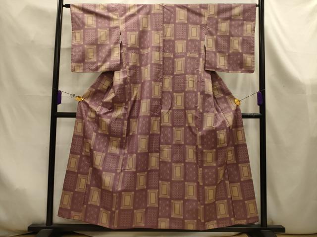 平和屋着物■上質な紬　格子　正絹　逸品　AABK6004sx