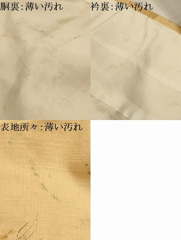 平和屋着物■上質な小紋　紬地　手描き　枝花文　正絹　逸品　AABK6007sx