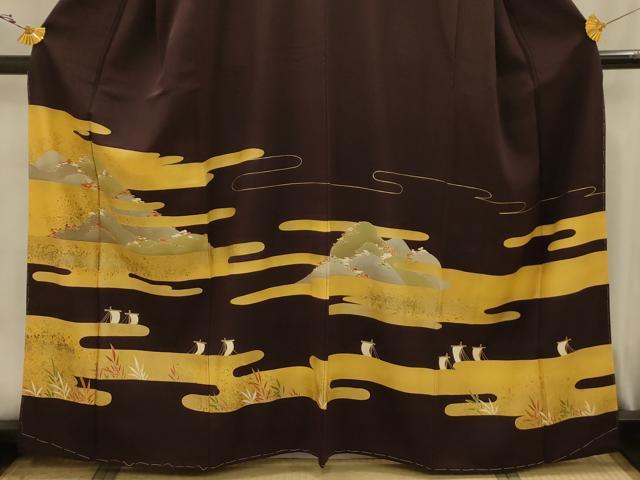 平和屋着物■色留訪問着　駒刺繍　エ霞風景文　金彩　正絹　逸品　AABK6012sx