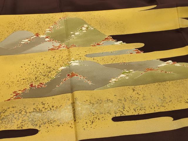 平和屋着物■色留訪問着　駒刺繍　エ霞風景文　金彩　正絹　逸品　AABK6012sx