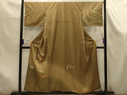 平和屋着物■訪問着　駒刺繍　地紙重ね花文　暈し染め　金銀彩　正絹　逸品　AABK6013sx