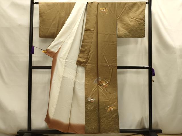 平和屋着物■訪問着　駒刺繍　地紙重ね花文　暈し染め　金銀彩　正絹　逸品　AABK6013sx