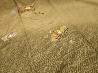 平和屋着物■訪問着　駒刺繍　地紙重ね花文　暈し染め　金銀彩　正絹　逸品　AABK6013sx