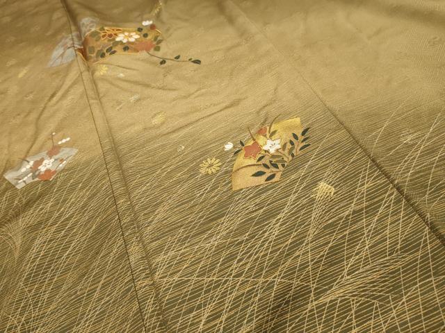 平和屋着物■訪問着　駒刺繍　地紙重ね花文　暈し染め　金銀彩　正絹　逸品　AABK6013sx