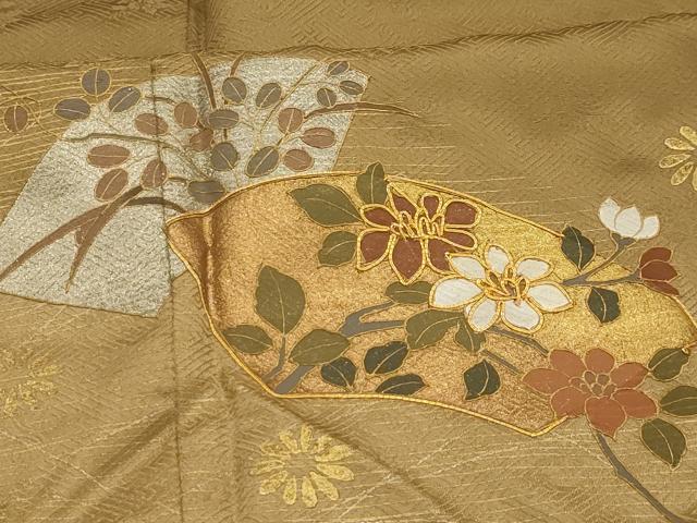 平和屋着物■訪問着　駒刺繍　地紙重ね花文　暈し染め　金銀彩　正絹　逸品　AABK6013sx