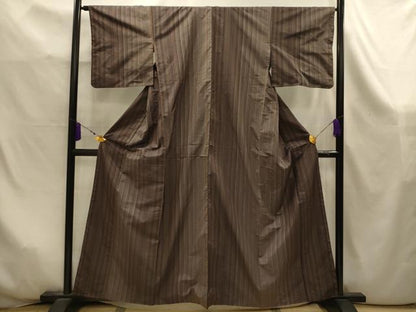 平和屋着物■本場縞大島紬　間道　正絹　逸品　AABK6016sx