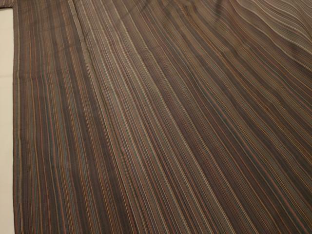 平和屋着物■本場縞大島紬　間道　正絹　逸品　AABK6016sx