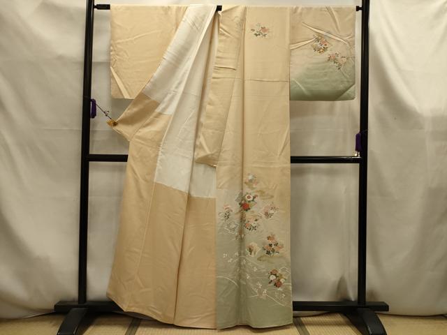 平和屋着物■訪問着　松皮菱花文　暈し染め　金銀彩　正絹　逸品　AABK6017sx