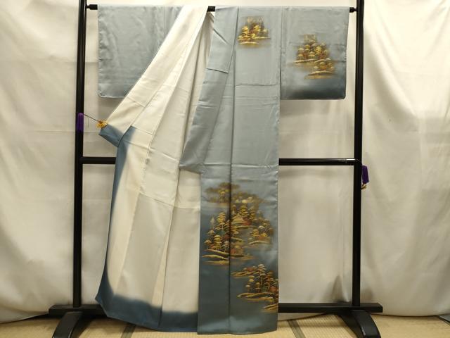 平和屋着物■訪問着　風景文　暈し染め　金銀彩　正絹　逸品　AABK6020sx
