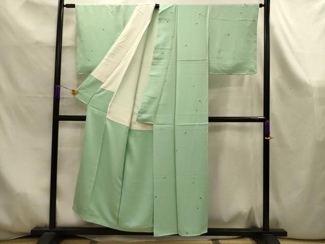 平和屋着物■上質な小紋　地紋起こし　草花文　金糸　正絹　逸品　AABK6021sx