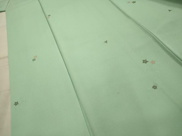 平和屋着物■上質な小紋　地紋起こし　草花文　金糸　正絹　逸品　AABK6021sx