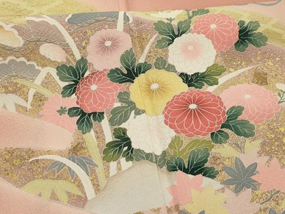 平和屋着物■訪問着　霞花文　暈し染め　金彩　正絹　逸品　AABK6024sx