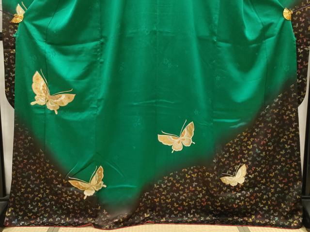 平和屋着物■豪華振袖　駒刺繍　舞蝶文　暈し染め　金彩　正絹　逸品　AABK6026sx