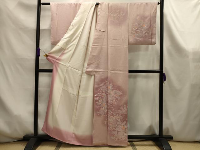 平和屋着物■訪問着　松竹梅風景文　暈し染め　正絹　逸品　AABK6027sx