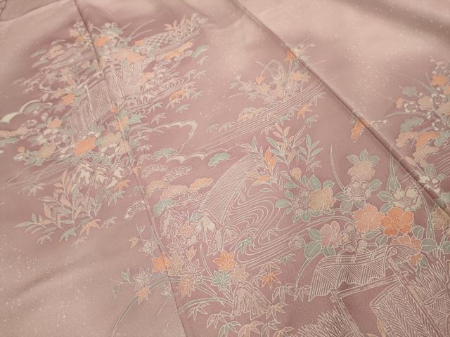 平和屋着物■訪問着　松竹梅風景文　暈し染め　正絹　逸品　AABK6027sx