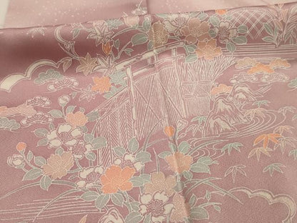 平和屋着物■訪問着　松竹梅風景文　暈し染め　正絹　逸品　AABK6027sx