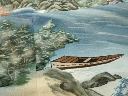 平和屋着物■豪華黒留袖　風景文　暈し染め　正絹　逸品　AABK6028sx