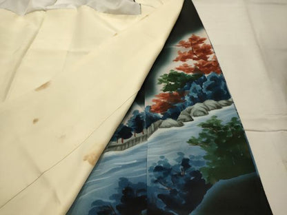 平和屋着物■豪華黒留袖　風景文　暈し染め　正絹　逸品　AABK6028sx