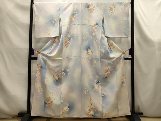 平和屋着物■上質な小紋　草花文　暈し染め　正絹　逸品　AABK6029sx
