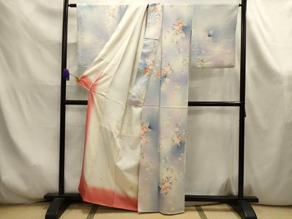 平和屋着物■上質な小紋　草花文　暈し染め　正絹　逸品　AABK6029sx