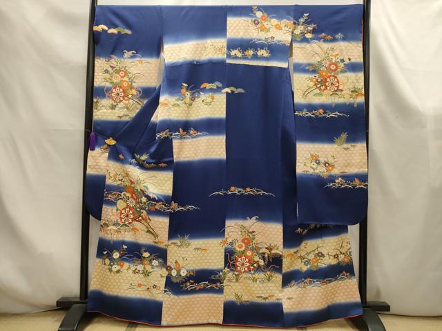 平和屋着物■豪華振袖　松竹梅舞蝶花車文　暈し染め　金彩　正絹　逸品　AABK6030sx
