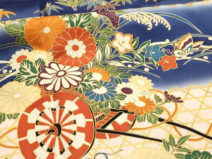 平和屋着物■豪華振袖　松竹梅舞蝶花車文　暈し染め　金彩　正絹　逸品　AABK6030sx