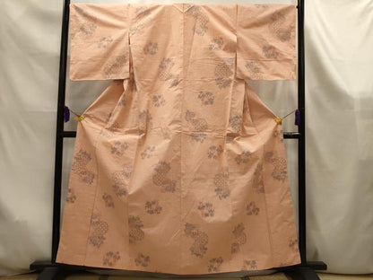 平和屋着物■上質な紬　七宝花丸文　正絹　逸品　AABK6031sx