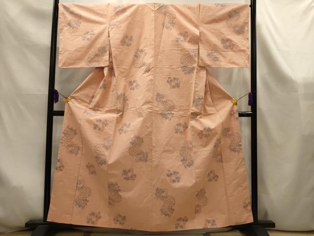 平和屋着物■上質な紬　七宝花丸文　正絹　逸品　AABK6031sx