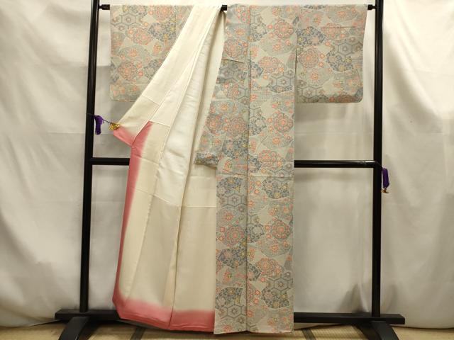 平和屋着物■上質な小紋　吉祥花文　正絹　逸品　AABK6032sx