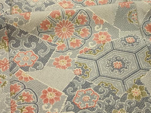 平和屋着物■上質な小紋　吉祥花文　正絹　逸品　AABK6032sx
