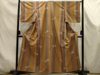 平和屋着物■上質な紬　草花文　正絹　逸品　AABK6036sx