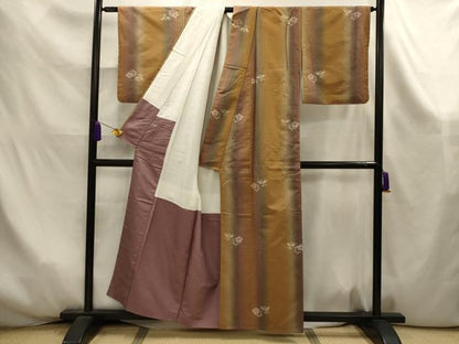 平和屋着物■上質な紬　草花文　正絹　逸品　AABK6036sx