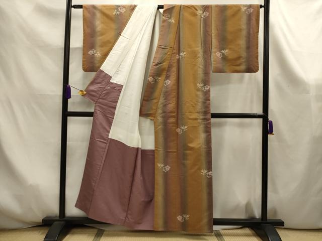 平和屋着物■上質な紬　草花文　正絹　逸品　AABK6036sx